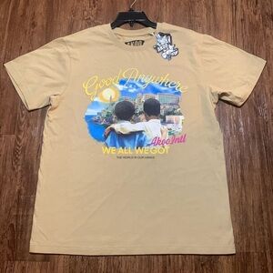 AKOO Knit Graphic T-Shirt We All We Got SS Tan Size Large NWT